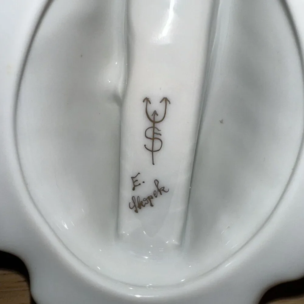vintage porcelain napkin holder Hand Painted